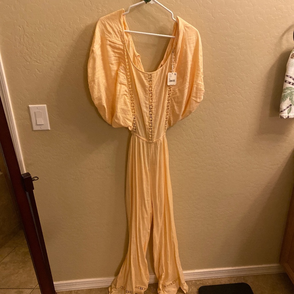 Free People Open Back Ivory Jumpsuit NWT Size M